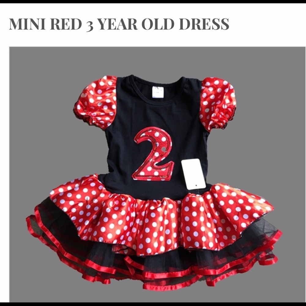Mini Red 1, 2, 3 years old dress